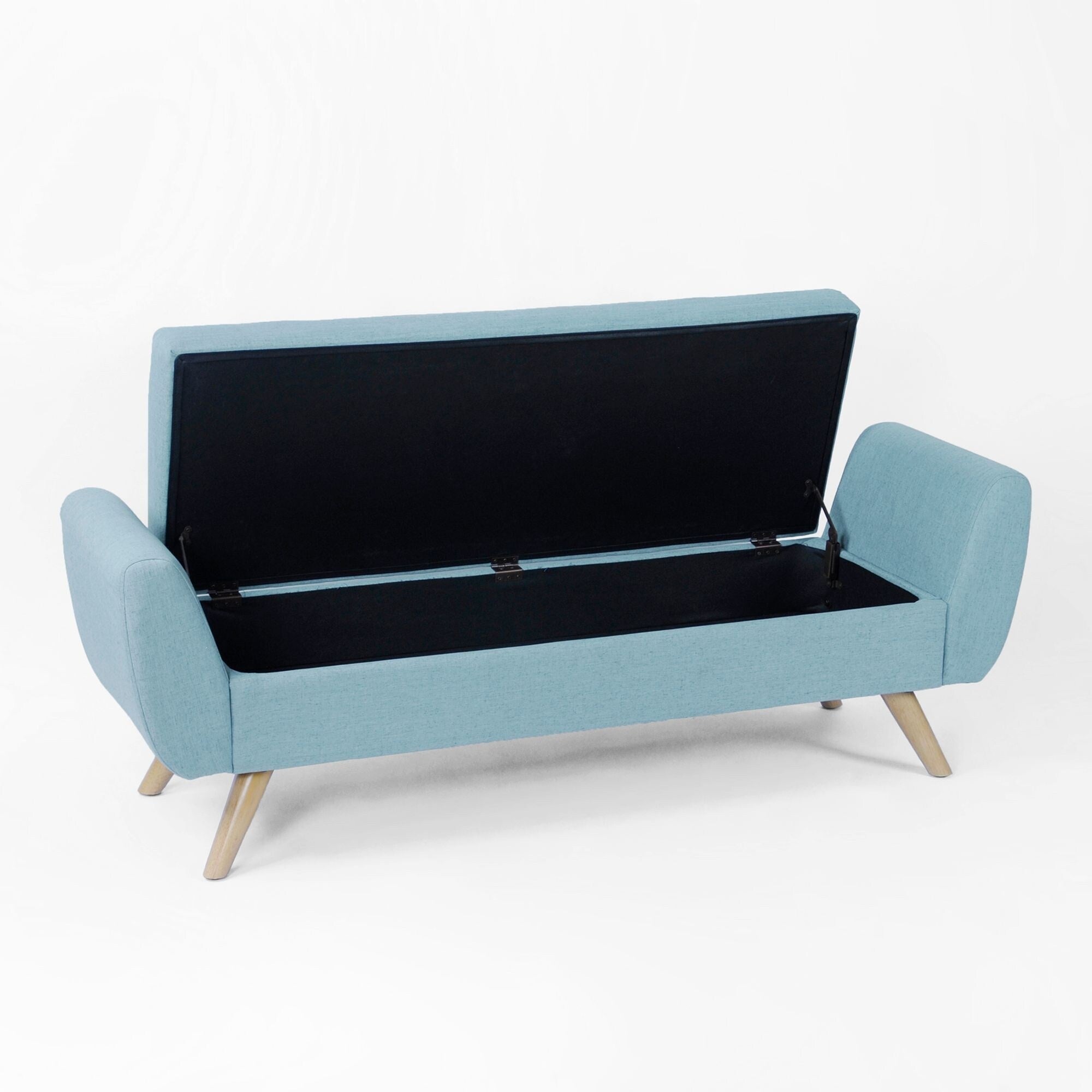 Banc de rangement moderne Sherpa avec pieds en bois HomePop
