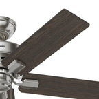 Ventilateur de plafond Hunter 44 Altidore en nickel brossé avec éclairage LED et chaînette - Style campagnard, rustique, transitionnel