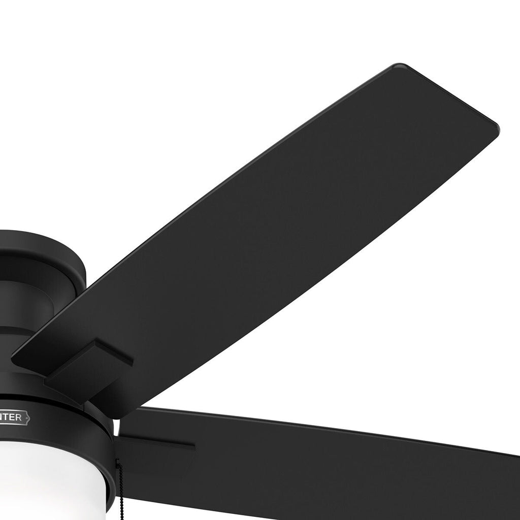 Ventilateur de plafond à profil bas Hunter 52 Anisten avec éclairage LED et chaînette - Moderne, contemporain, transitionnel