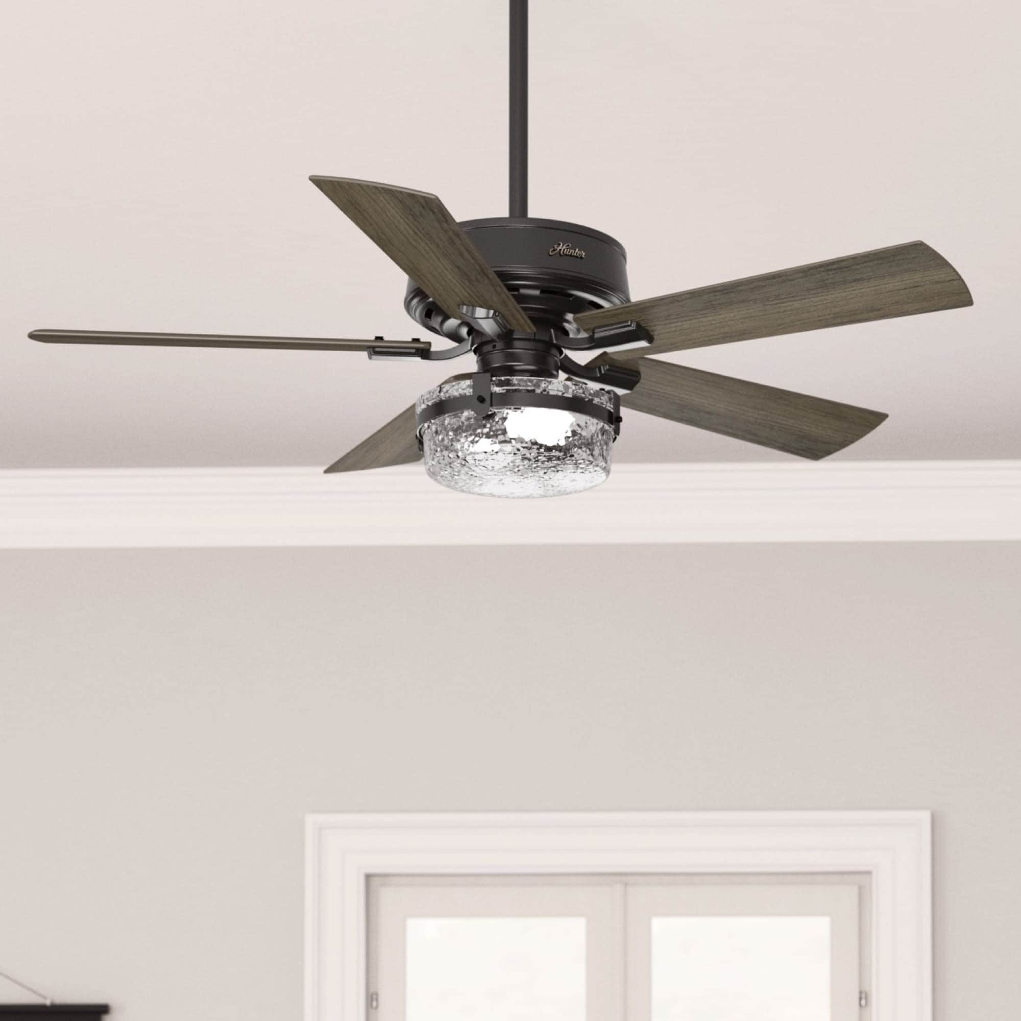 Ventilateur de plafond intérieur/extérieur Hunter 52 Canyon Ridge, éclairage LED, télécommande portative - Style campagnard, rustique, industriel