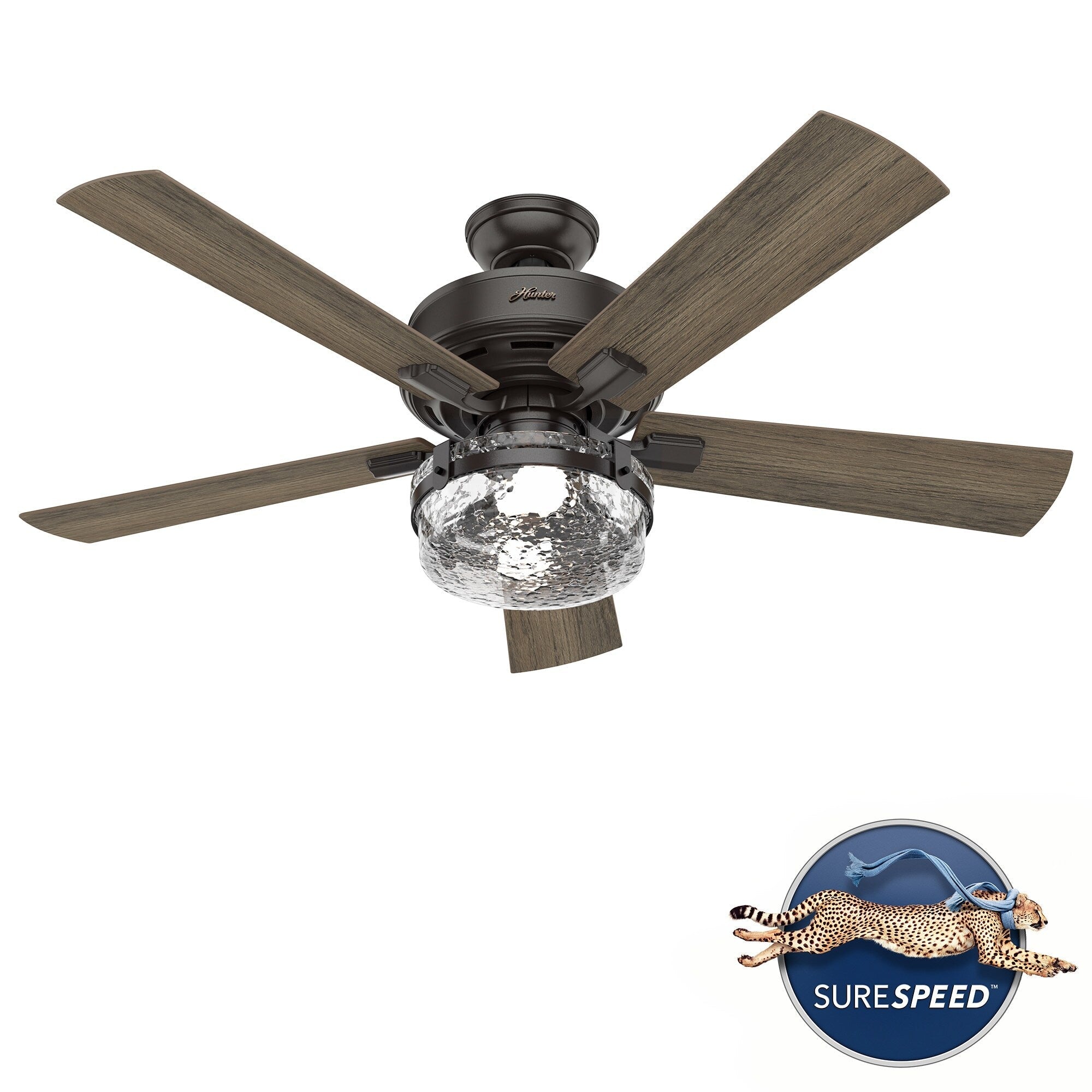 Ventilateur de plafond intérieur/extérieur Hunter 52 Canyon Ridge, éclairage LED, télécommande portative - Style campagnard, rustique, industriel