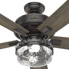 Ventilateur de plafond intérieur/extérieur Hunter 52 Canyon Ridge, éclairage LED, télécommande portative - Style campagnard, rustique, industriel