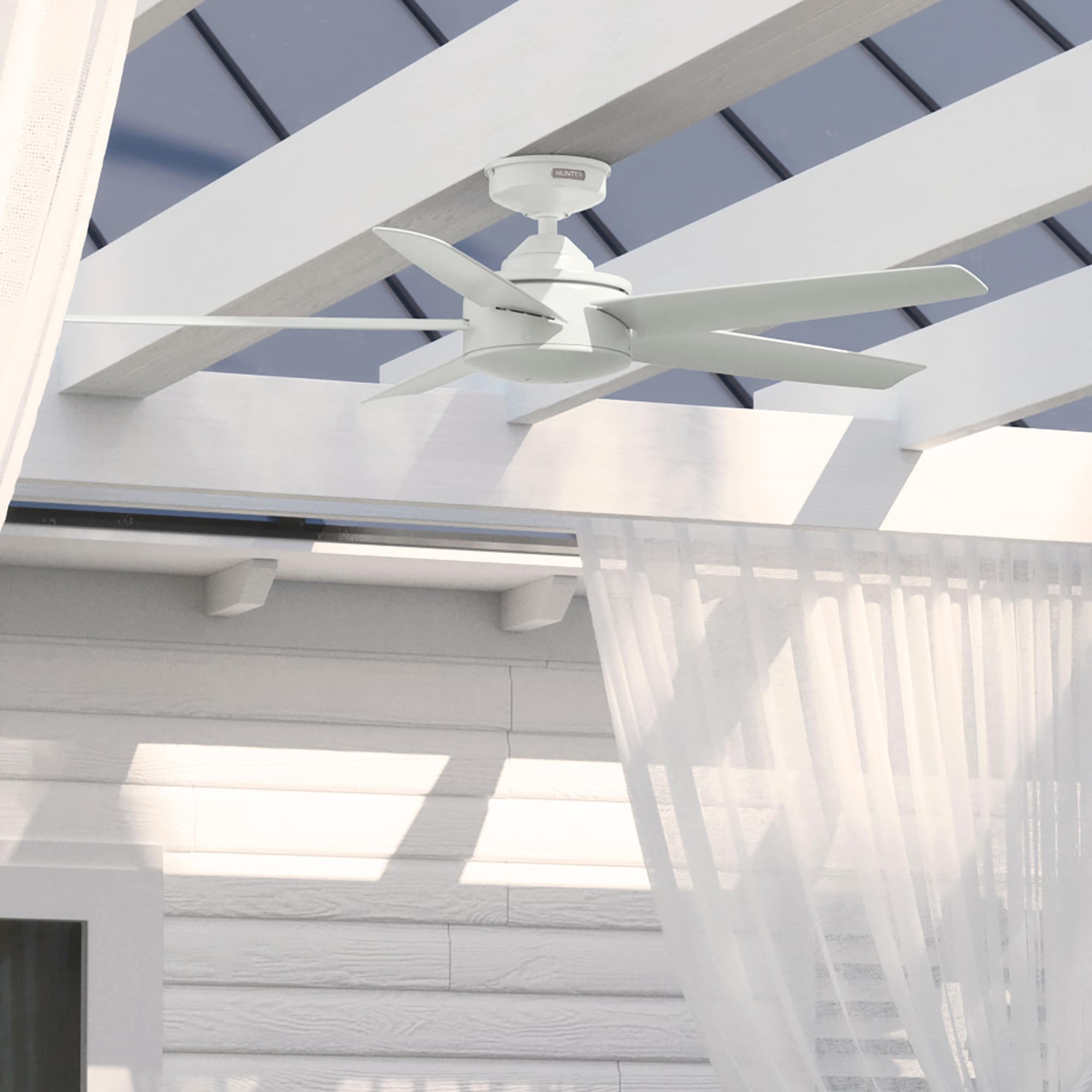 Ventilateur de plafond intérieur/extérieur Hunter 52 Shorebreak WeatherMax avec commande murale - Résistant aux intempéries, au sel et à la corrosion