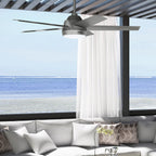 Ventilateur de plafond extérieur Hunter 52 Skyflow avec kit d'éclairage LED, commande murale - Côtier moderne contemporain - WeatherMax - CLASSÉ HUMIDE !