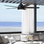 Ventilateur de plafond extérieur Hunter 52 Skyflow avec kit d'éclairage LED, commande murale - Côtier moderne contemporain - WeatherMax - CLASSÉ HUMIDE !