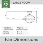 Ventilateur de plafond extérieur Hunter 52 Skyflow avec kit d'éclairage LED, commande murale - Côtier moderne contemporain - WeatherMax - CLASSÉ HUMIDE !