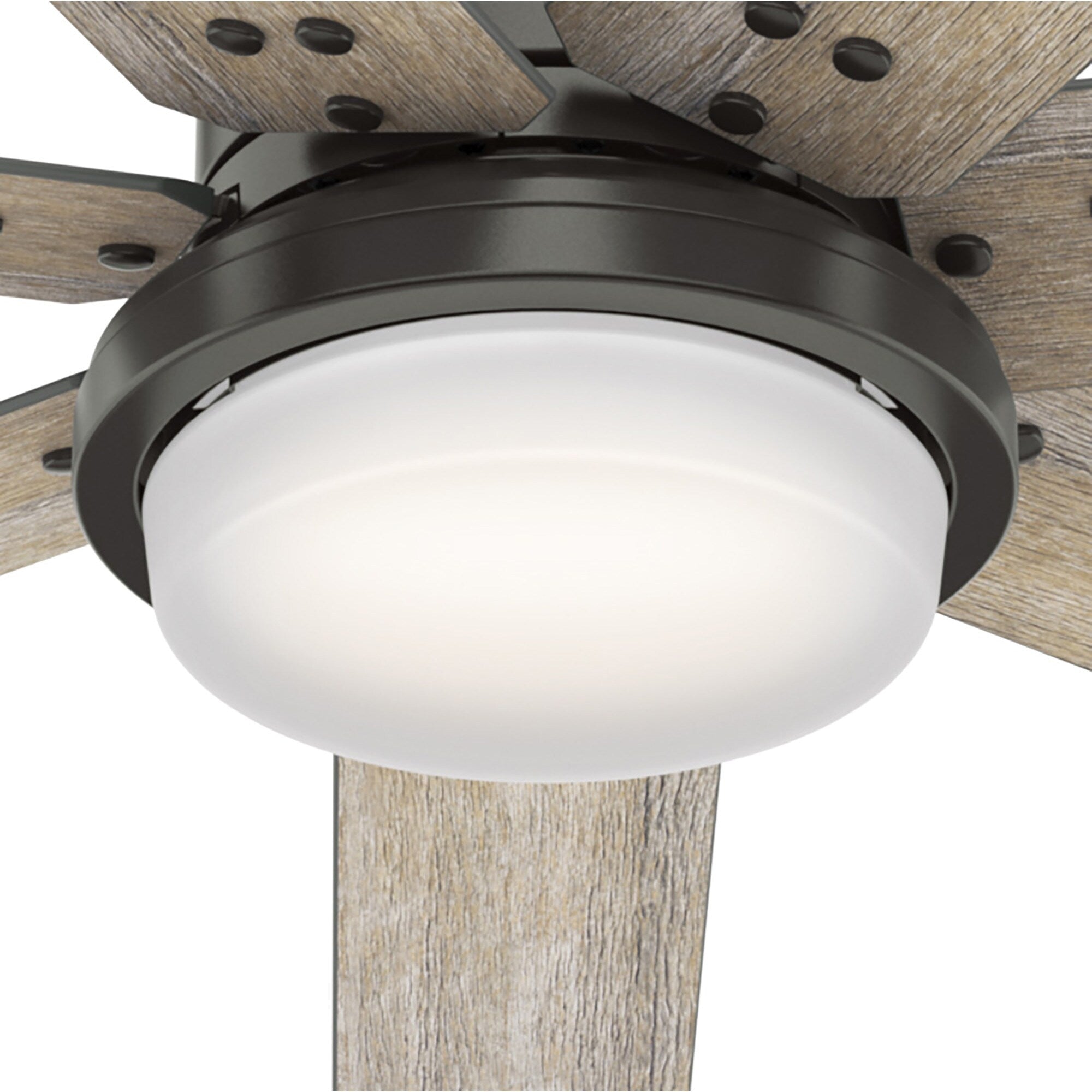 Ventilateur de plafond Hunter WiFi Whittington avec lumière LED, télécommande portable - Moulin à vent - Industriel, Ferme, Rustique - VENTILATEUR INTELLIGENT !