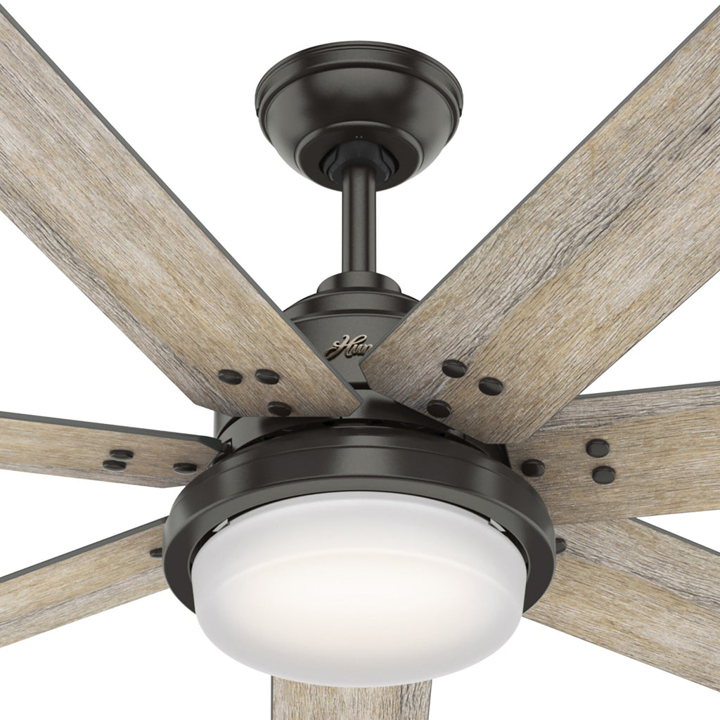Ventilateur de plafond Hunter WiFi Whittington avec lumière LED, télécommande portable - Moulin à vent - Industriel, Ferme, Rustique - VENTILATEUR INTELLIGENT !
