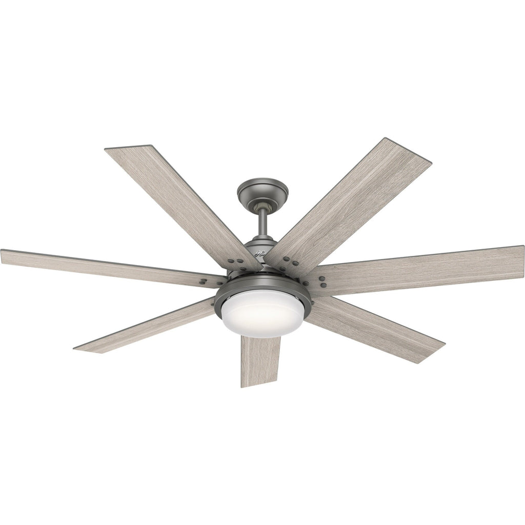 Ventilateur de plafond Hunter WiFi Whittington avec lumière LED, télécommande portable - Moulin à vent - Industriel, Ferme, Rustique - VENTILATEUR INTELLIGENT !