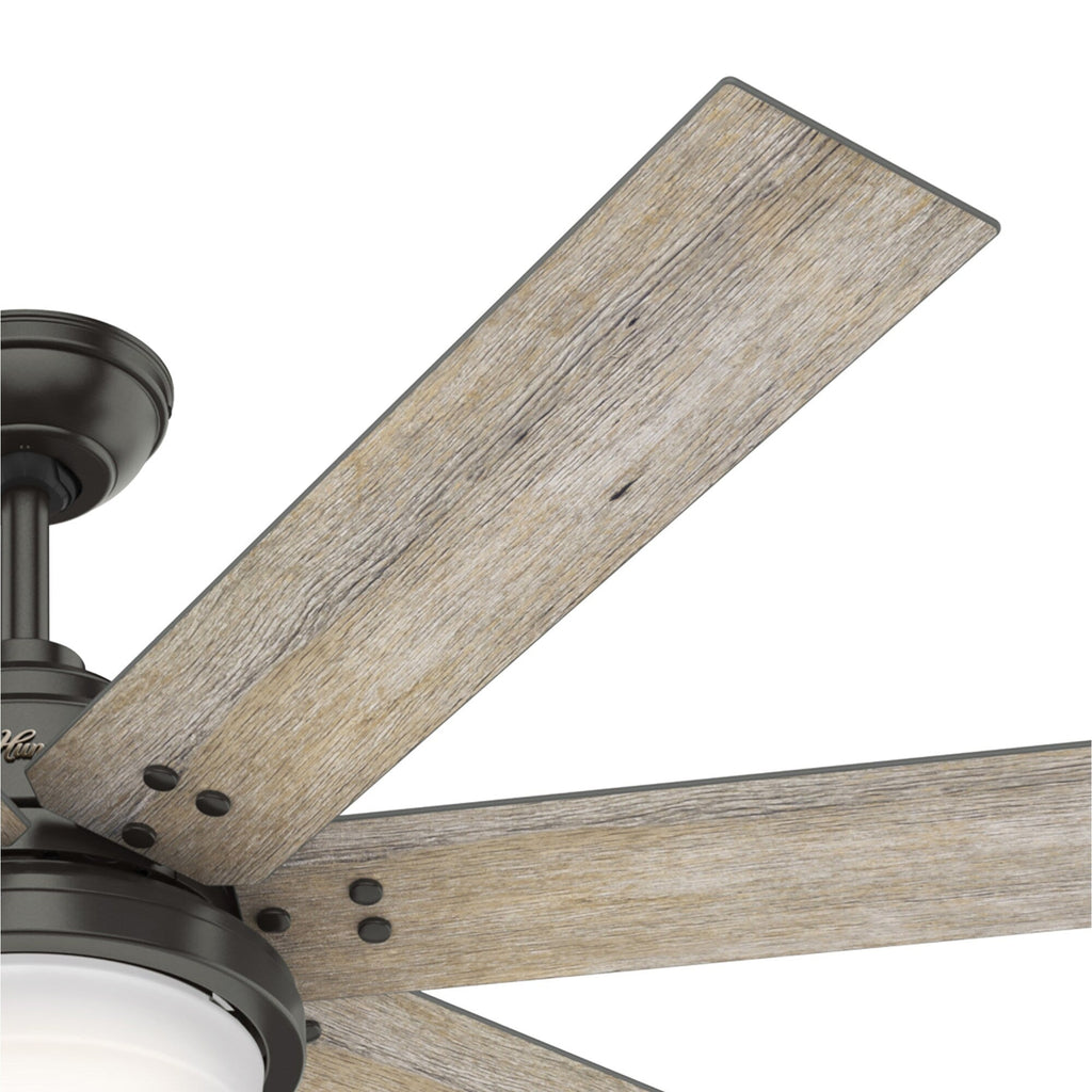 Ventilateur de plafond Hunter WiFi Whittington avec lumière LED, télécommande portable - Moulin à vent - Industriel, Ferme, Rustique - VENTILATEUR INTELLIGENT !
