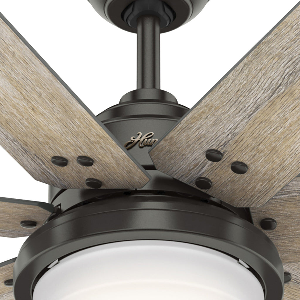 Ventilateur de plafond Hunter WiFi Whittington avec lumière LED, télécommande portable - Moulin à vent - Industriel, Ferme, Rustique - VENTILATEUR INTELLIGENT !