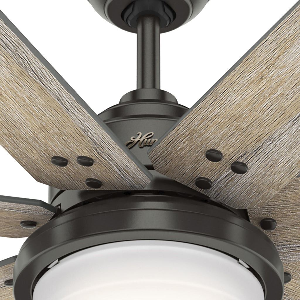 Ventilateur de plafond Hunter WiFi Whittington avec lumière LED, télécommande portable - Moulin à vent - Industriel, Ferme, Rustique - VENTILATEUR INTELLIGENT !