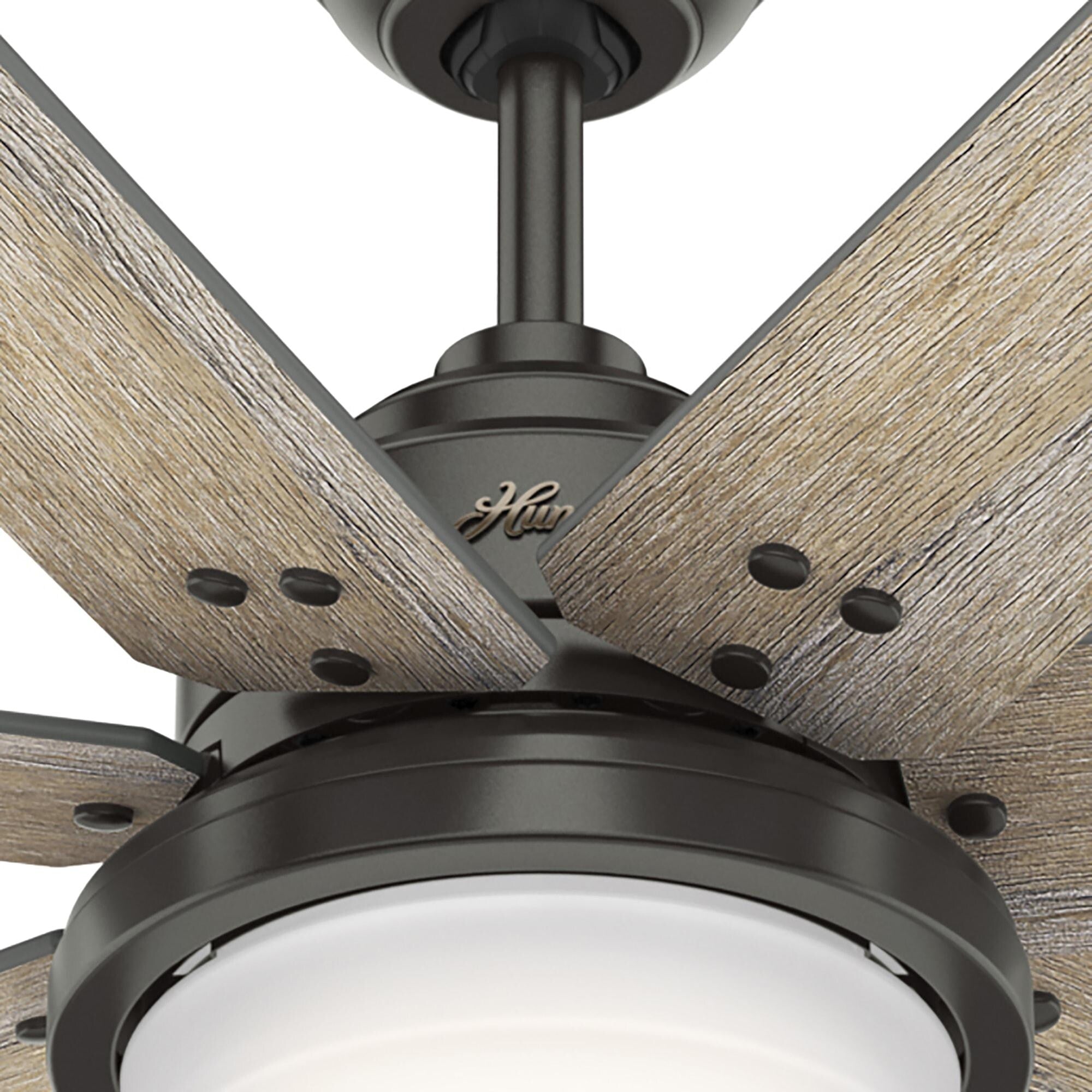 Ventilateur de plafond Hunter WiFi Whittington avec lumière LED, télécommande portable - Moulin à vent - Industriel, Ferme, Rustique - VENTILATEUR INTELLIGENT !