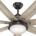 Ventilateur de plafond Hunter WiFi Whittington avec lumière LED, télécommande portable - Moulin à vent - Industriel, Ferme, Rustique - VENTILATEUR INTELLIGENT !