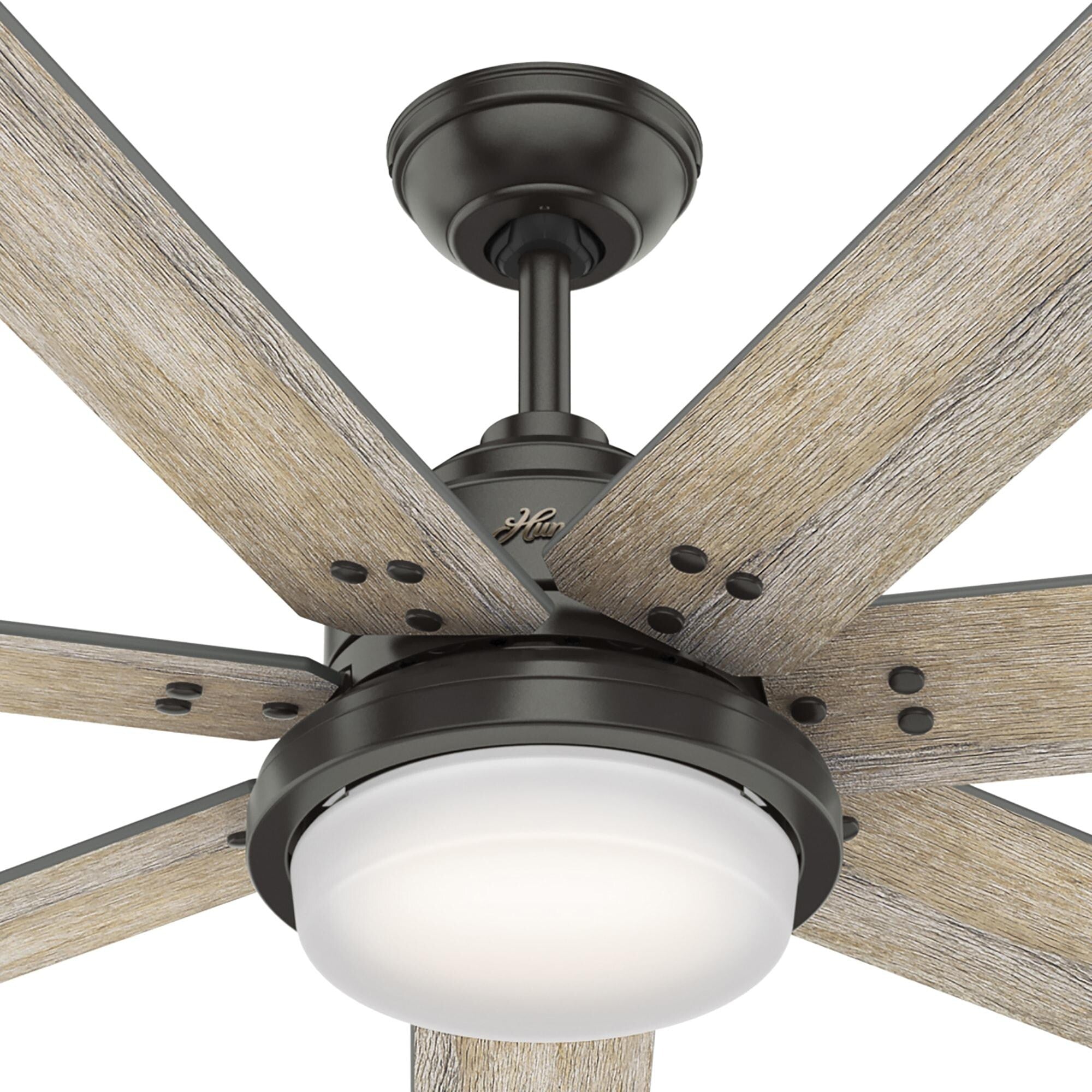 Ventilateur de plafond Hunter WiFi Whittington avec lumière LED, télécommande portable - Moulin à vent - Industriel, Ferme, Rustique - VENTILATEUR INTELLIGENT !