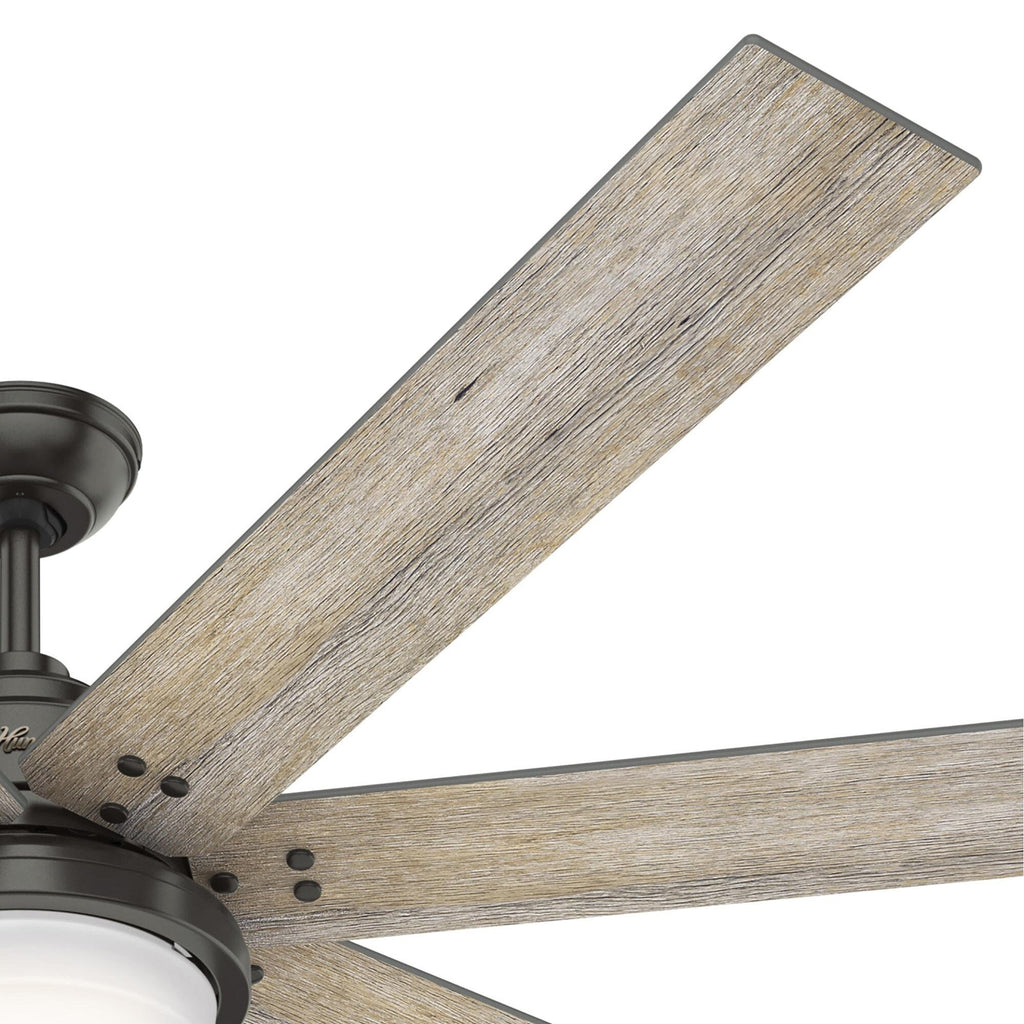 Ventilateur de plafond Hunter WiFi Whittington avec lumière LED, télécommande portable - Moulin à vent - Industriel, Ferme, Rustique - VENTILATEUR INTELLIGENT !