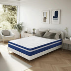Matelas à ressorts SweDrea 25 cm mi-ferme à plateau-coussin pour soulager les maux de dos et rafraîchir, certifié CertiPUR-US, SGS et OEKO-TEX.