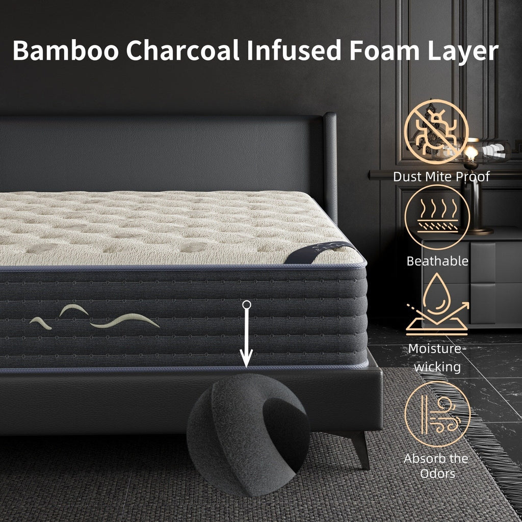 Matelas hybride double face luxueux SweDrea de 14 po – Ferme/Mince, certifié CertiPUR-US, SGS et OEKO-TEX