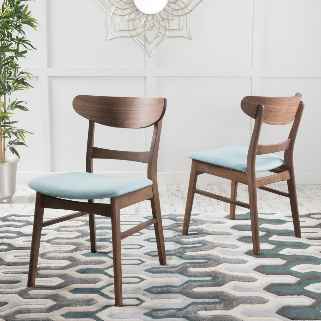 Chaise de salle à manger Abrielle en bois d'hévéa rembourrée de style milieu de siècle (lot de 2) par Christopher Knight Home
