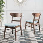 Chaise de salle à manger Abrielle en bois d'hévéa rembourrée de style milieu de siècle (lot de 2) par Christopher Knight Home
