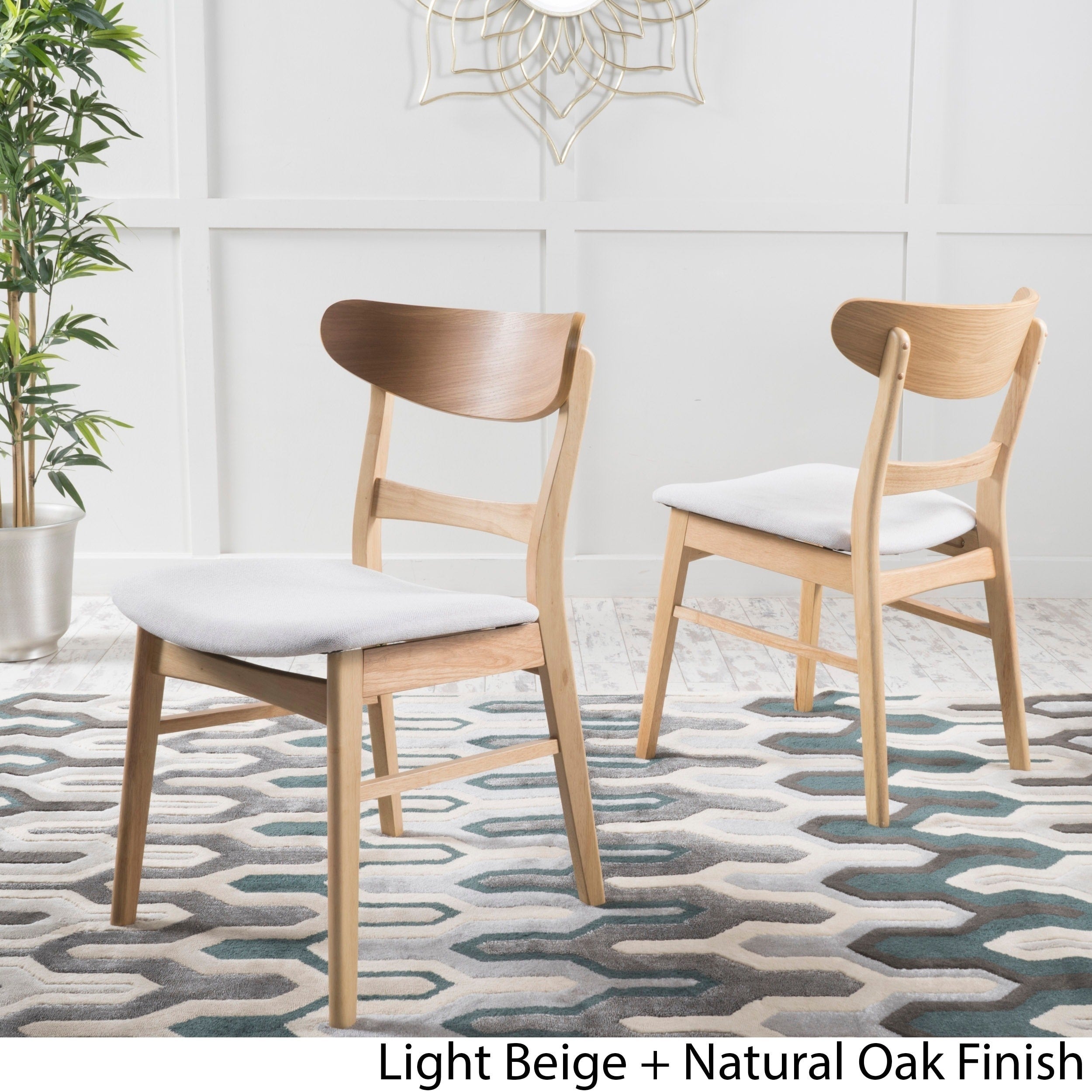 Chaise de salle à manger Abrielle en bois d'hévéa rembourrée de style milieu de siècle (lot de 2) par Christopher Knight Home