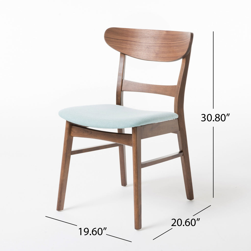 Chaise de salle à manger Abrielle en bois d'hévéa rembourrée de style milieu de siècle (lot de 2) par Christopher Knight Home