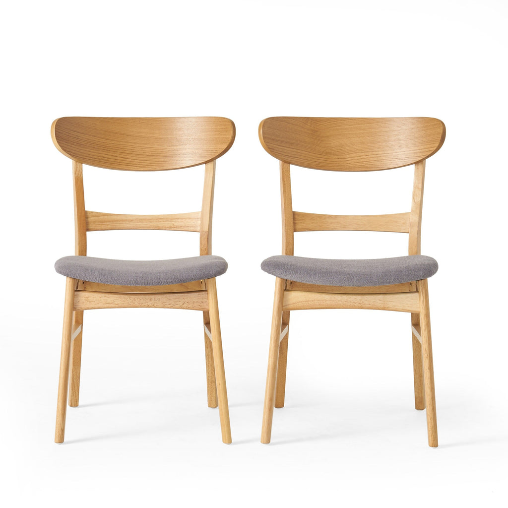 Chaise de salle à manger Abrielle en bois d'hévéa rembourrée de style milieu de siècle (lot de 2) par Christopher Knight Home