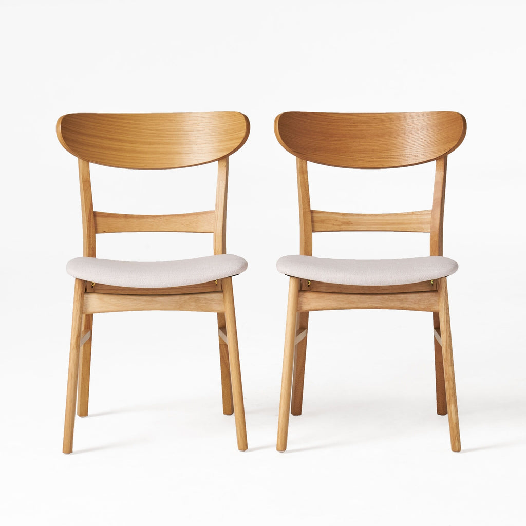 Chaise de salle à manger Abrielle en bois d'hévéa rembourrée de style milieu de siècle (lot de 2) par Christopher Knight Home