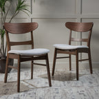 Chaise de salle à manger Abrielle en bois d'hévéa rembourrée de style milieu de siècle (lot de 2) par Christopher Knight Home