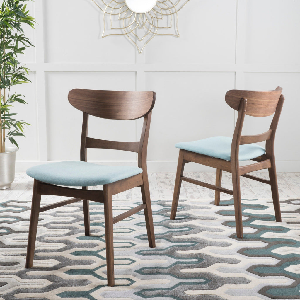 Chaise de salle à manger Abrielle en bois d'hévéa rembourrée de style milieu de siècle (lot de 2) par Christopher Knight Home
