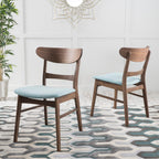 Chaise de salle à manger Abrielle en bois d'hévéa rembourrée de style milieu de siècle (lot de 2) par Christopher Knight Home