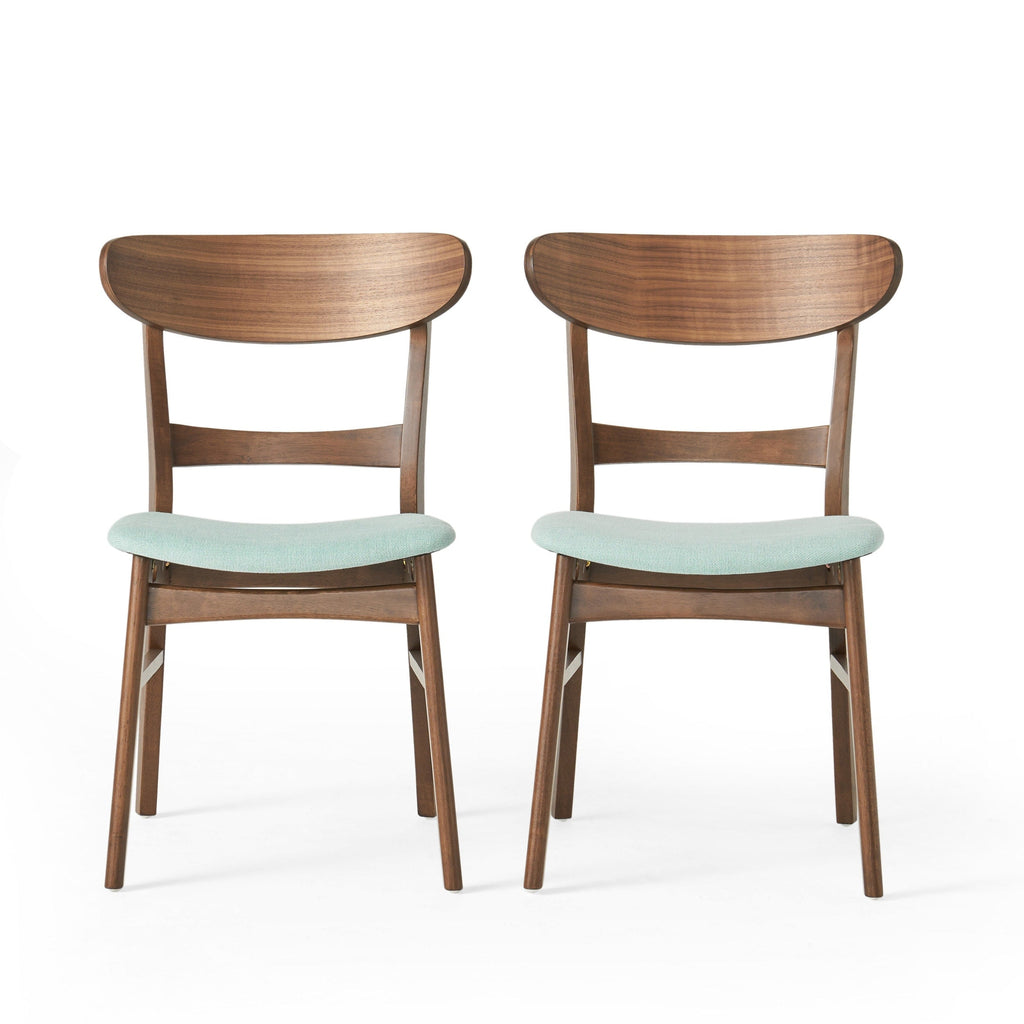 Chaise de salle à manger Abrielle en bois d'hévéa rembourrée de style milieu de siècle (lot de 2) par Christopher Knight Home