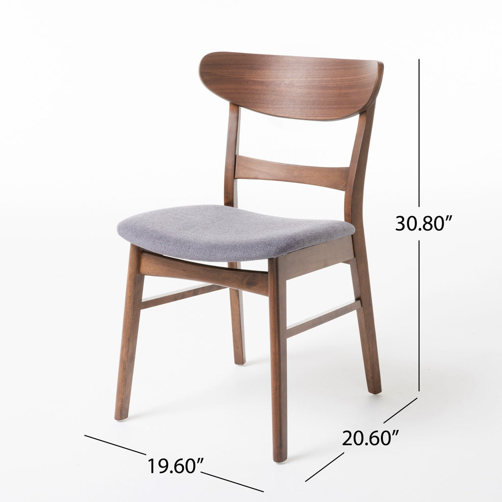 Chaise de salle à manger Abrielle en bois d'hévéa rembourrée de style milieu de siècle (lot de 2) par Christopher Knight Home