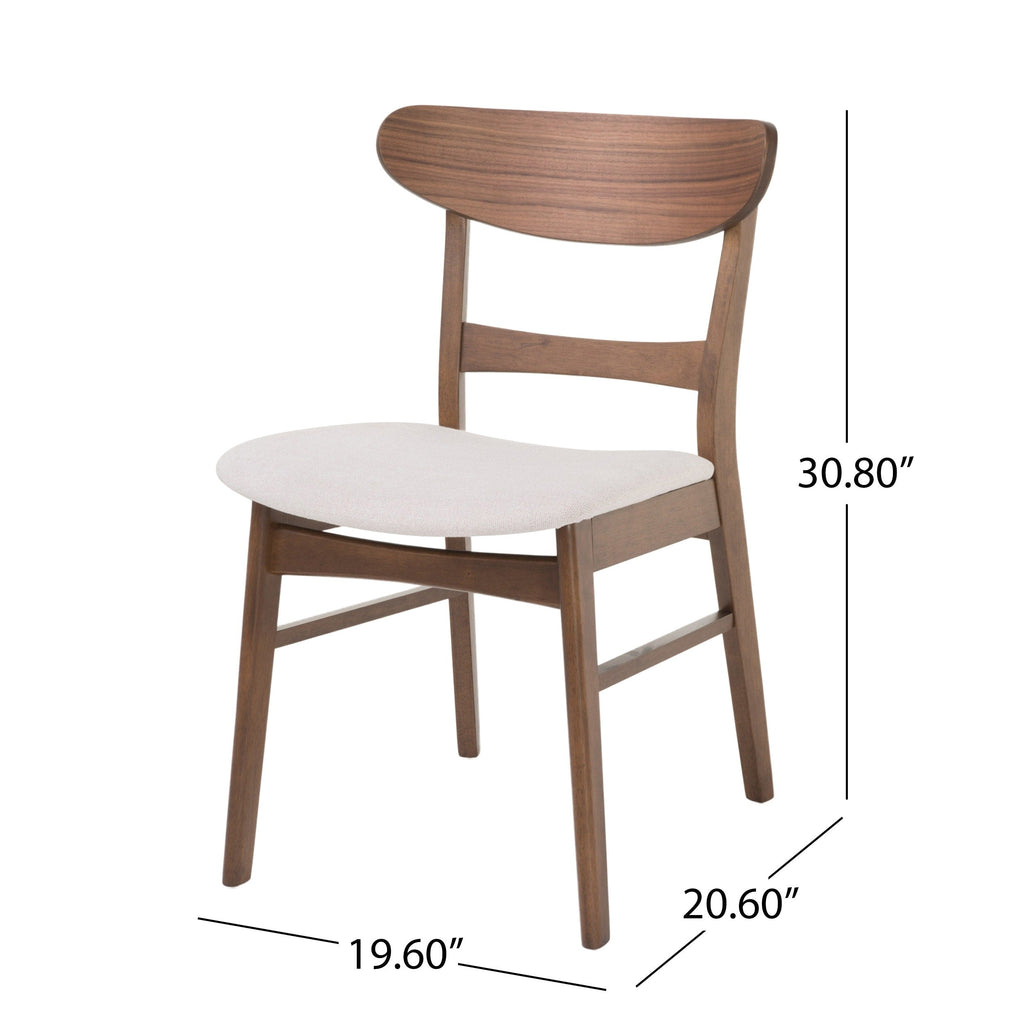 Chaise de salle à manger Abrielle en bois d'hévéa rembourrée de style milieu de siècle (lot de 2) par Christopher Knight Home