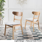 Chaise de salle à manger Abrielle en bois d'hévéa rembourrée de style milieu de siècle (lot de 2) par Christopher Knight Home