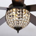 Ventilateur de plafond industriel en bois noir à 5 pales et cristal avec télécommande