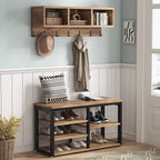 Ensemble de porte-manteaux et de bancs à chaussures pour entrée, porte-manteaux et porte-chaussures de style industriel