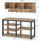 Ensemble de porte-manteaux et de bancs à chaussures pour entrée, porte-manteaux et porte-chaussures de style industriel