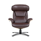 Fauteuil inclinable Jovan 31,5 en bois courbé et cuir véritable