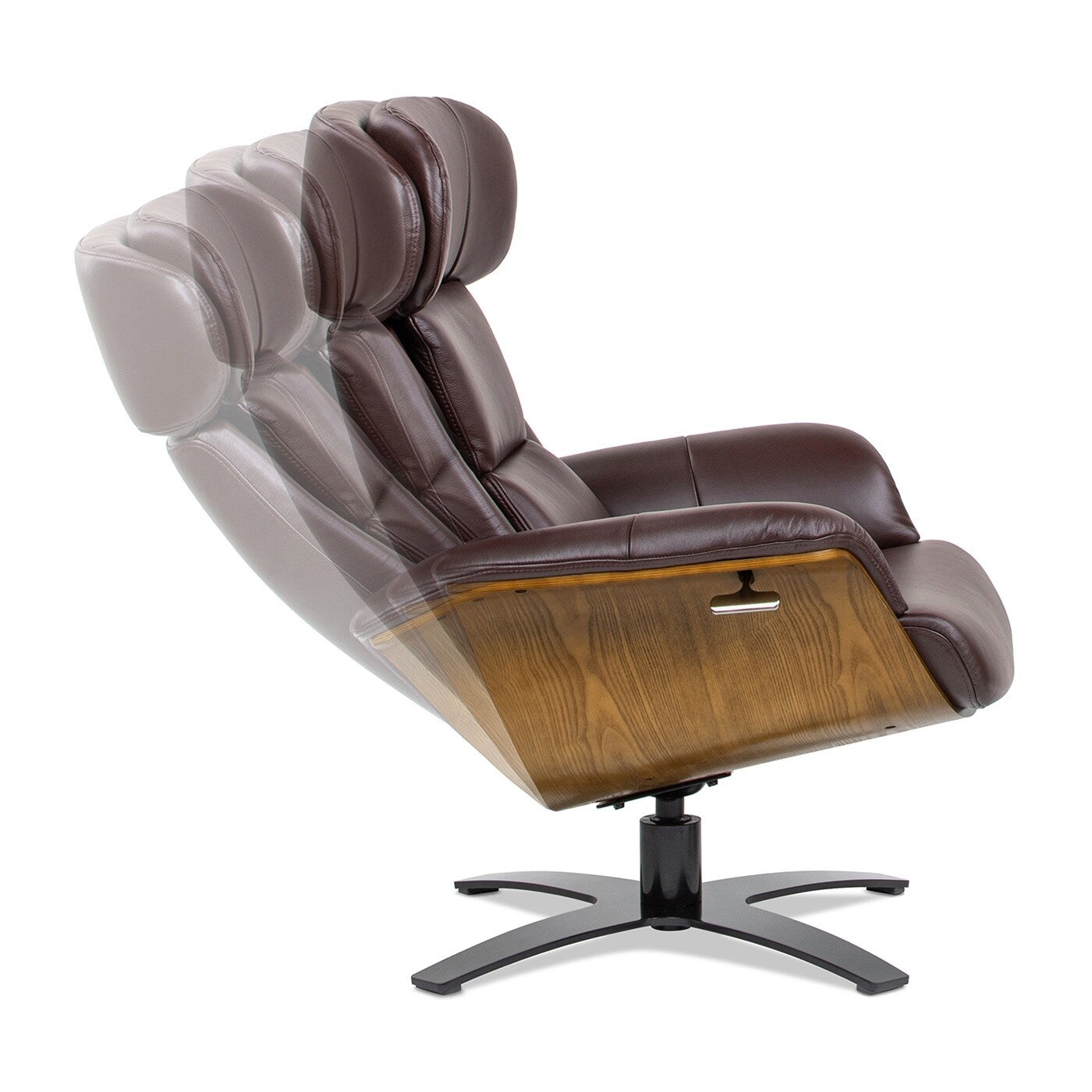 Fauteuil inclinable Jovan 31,5 en bois courbé et cuir véritable