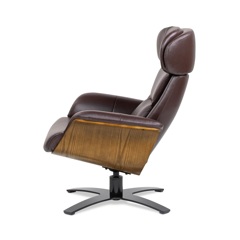Fauteuil inclinable Jovan 31,5 en bois courbé et cuir véritable