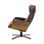 Fauteuil inclinable Jovan 31,5 en bois courbé et cuir véritable