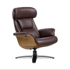 Fauteuil inclinable Jovan 31,5 en bois courbé et cuir véritable