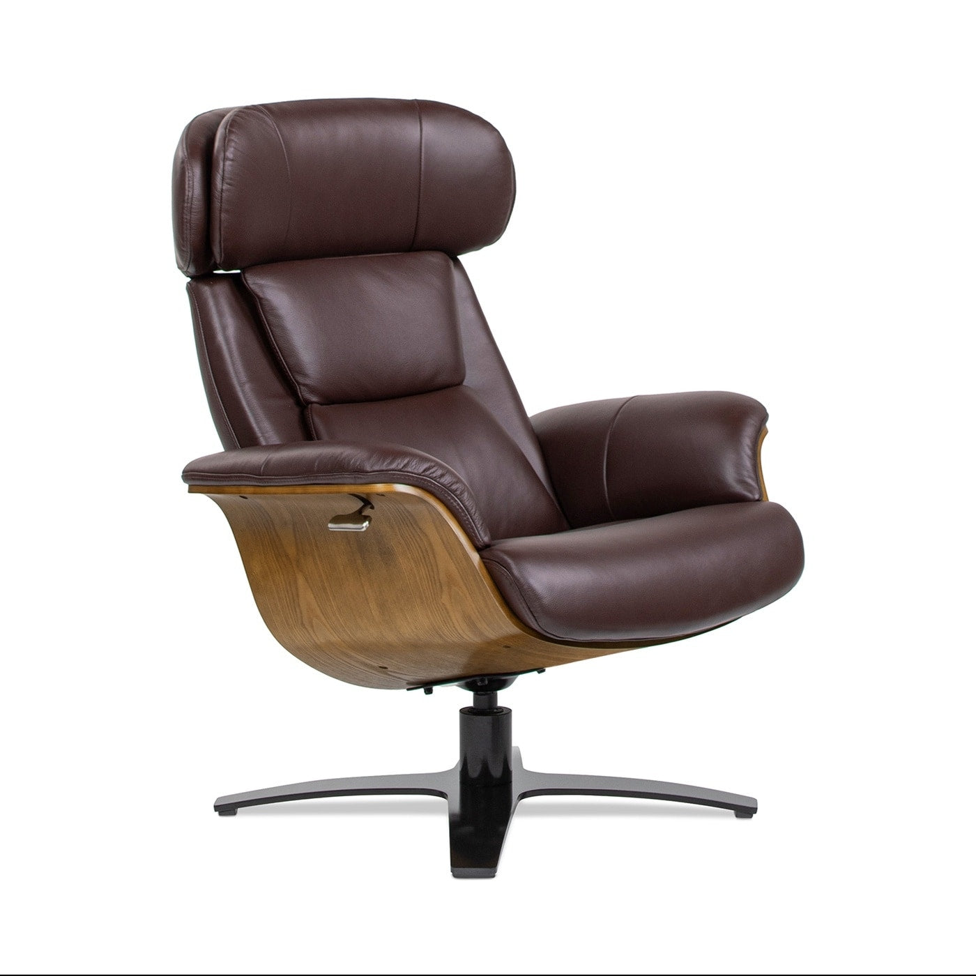 Fauteuil inclinable Jovan 31,5 en bois courbé et cuir véritable