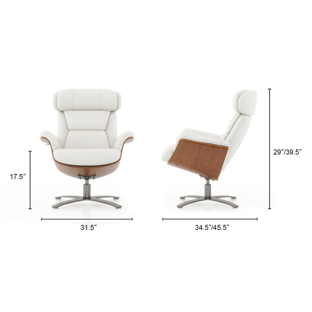 Fauteuil inclinable Jovan 31,5 en bois courbé et cuir véritable