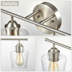 KAWOTI Lampe de salle de bain en métal à 4 lumières et abat-jour en verre à intensité variable