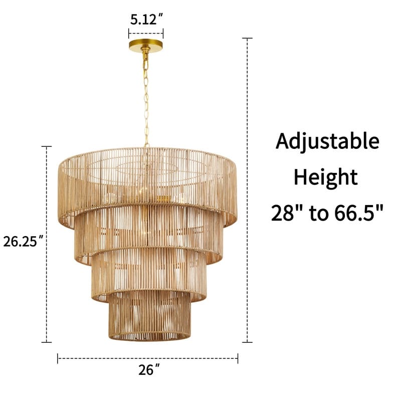 Suspension bohème KAWOTI largeur 26, 5 lumières, 4 niveaux