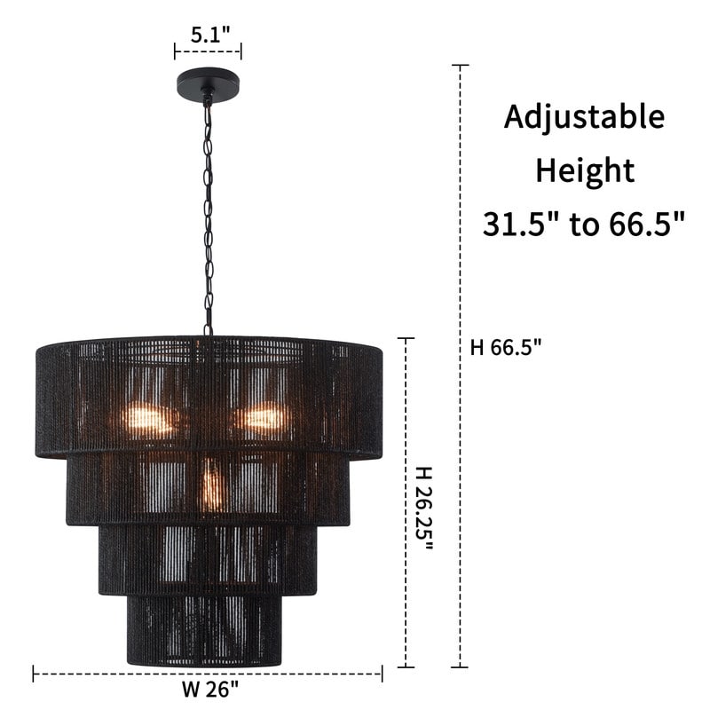 Suspension bohème KAWOTI largeur 26, 5 lumières, 4 niveaux
