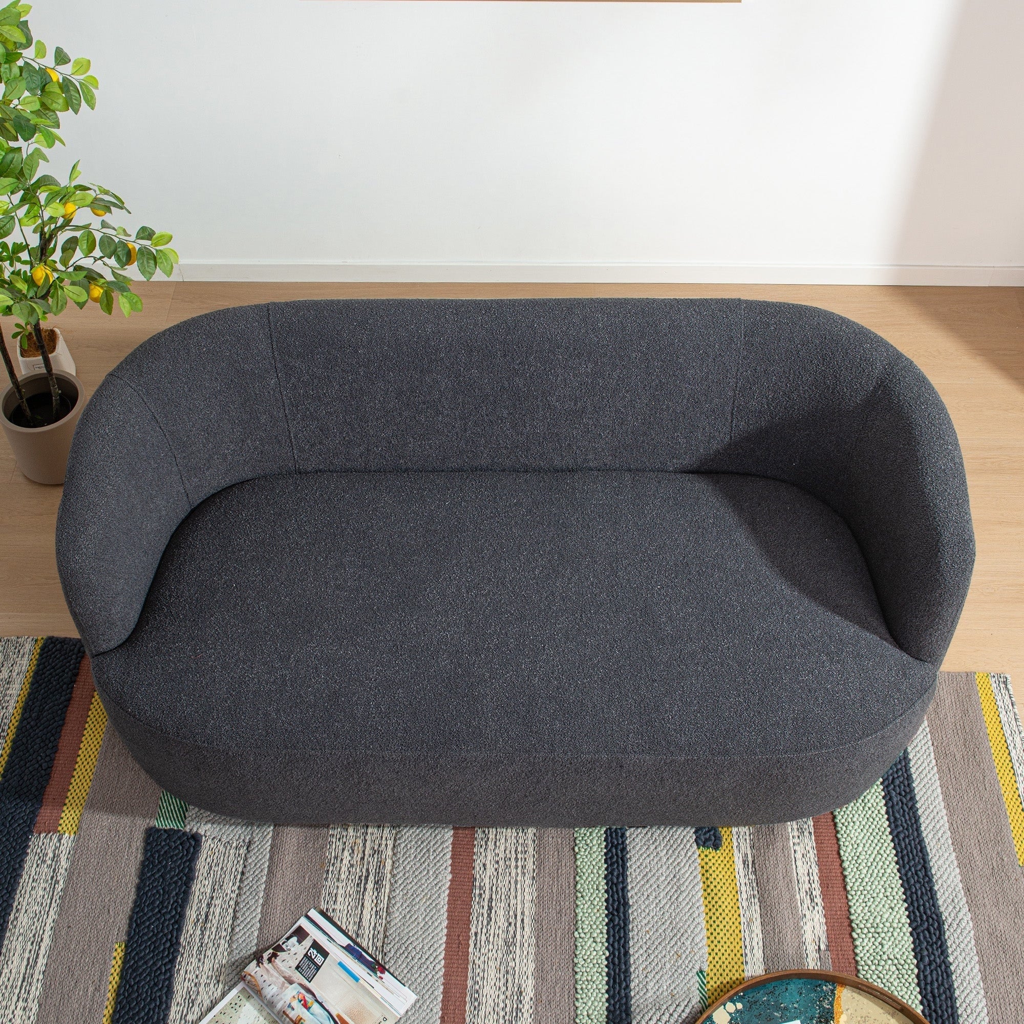 Causeuse 2 places rembourrée KINWELL Boucle avec oreillers