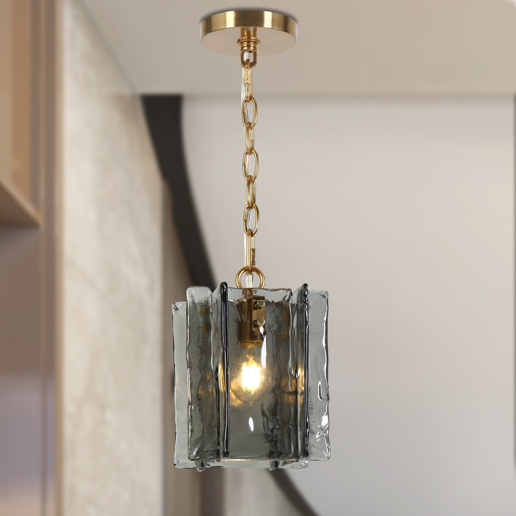 Suspension Kasy Modern à 1 lumière, luminaire en verre pour îlot de salle à manger